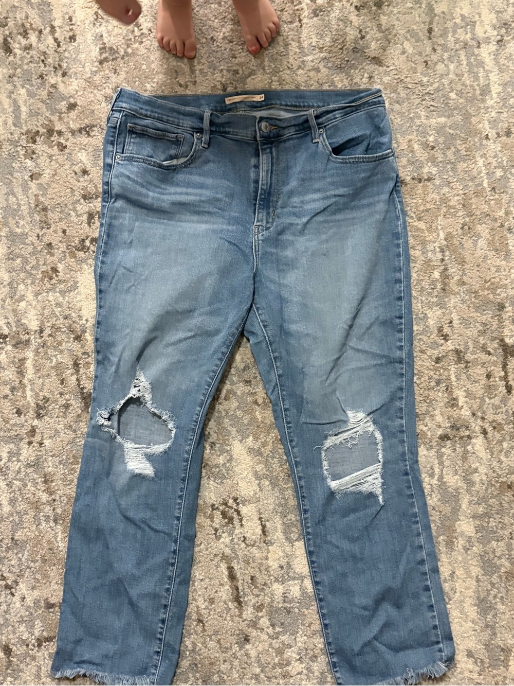 Levi's Light Blue Straight Leg Ripped Jeans